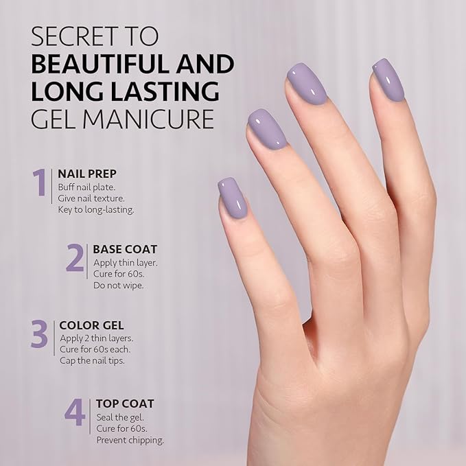 GAOY Purple Gel Nail Polish, 16ml Soak Off Gel Polish, UV Light Cure for Nail Art DIY Manicure at Home, 2022 Muted Purple