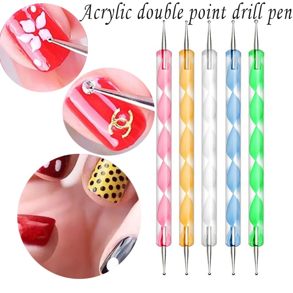 23 Piece Nail Art Tools Set Resin Nail Art Palette Nail Art Brush 2-way Acrylic Silicone Engraving Pen Dotting Pen Tools DIY Home Salon Makeup Display Board Nail Art Kit (pink)