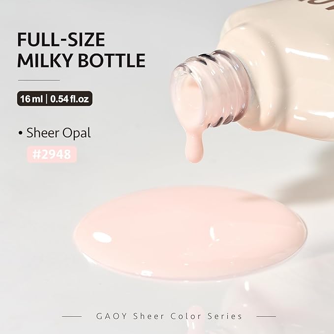 GAOY Nude Jelly Gel Nail Polish, 16ml Sheer Translucent Netural Soak Off Gel Polish, UV Light Cure for Nail Art DIY at Home, 2948 Sheer Opal
