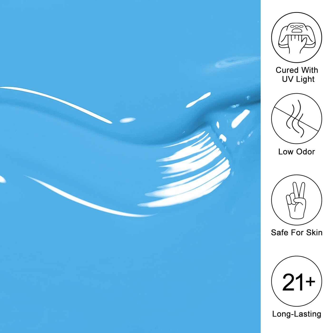 Imtiti Blue Gel Nail Polish, Baby Blue Gel Polish High Gloss Soak Off UV LED Spring Summer Art Manicure Salon DIY Design 10ML
