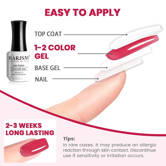 RARJSM Nude Gel Nail Polish Cherry Pink Sheer Neutral Skin Tone Color Ice Jelly Clear Pink Gel Polish Transparent Nail GelPolish Soak off UV LED Cured for Home Salon DIY Manicure 15ml Single Bottle
