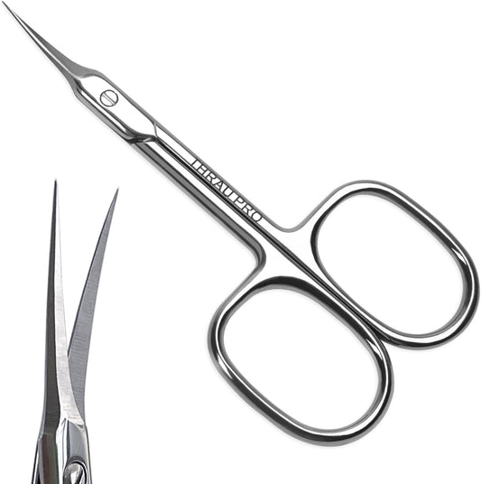 THRAU Cuticle Scissors Extra Fine for Women and Men, Profession Stainless Steel with Precise Pointed Tip Grooming Blades, Manicure, Pedicure, or Trim Nail, Eyebrow, Eyelash, and Dry Skin