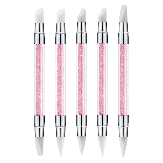 5pcs Nail Sculpture Pen Dual Tipped Nail Art Sculpture Pen, Nail Art Tools for Home Salon for Design Nail Carving Drawing Shaping Effect DIY Gel Manicure Tools (WHITE)