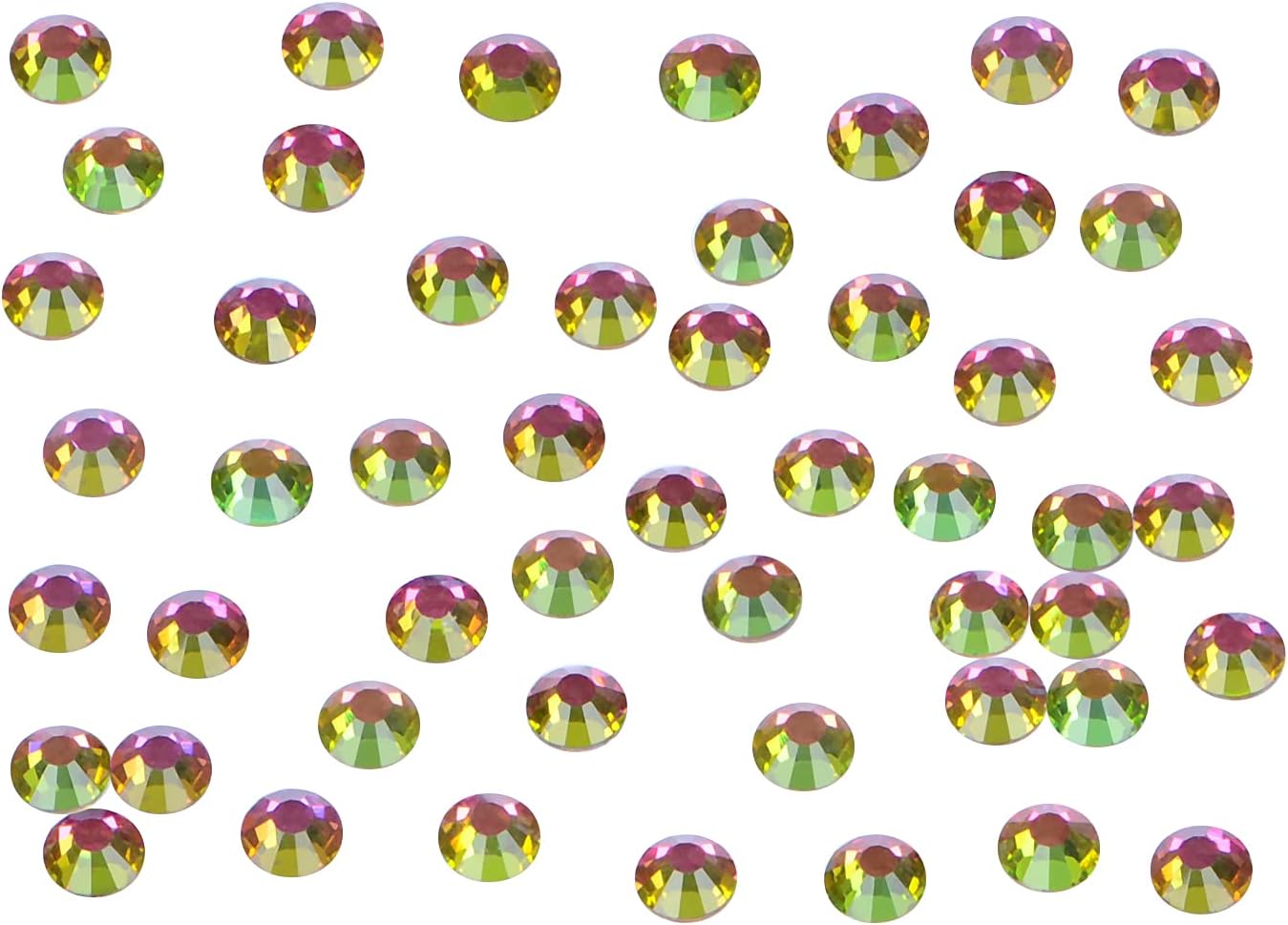2880PCS Art Nail Rhinestones Non Hotfix Glue Fix Round Crystals Glass Flatback for DIY Jewelry Making with one Picking Pen (ss6 2880pcs, Vitrail Medium)