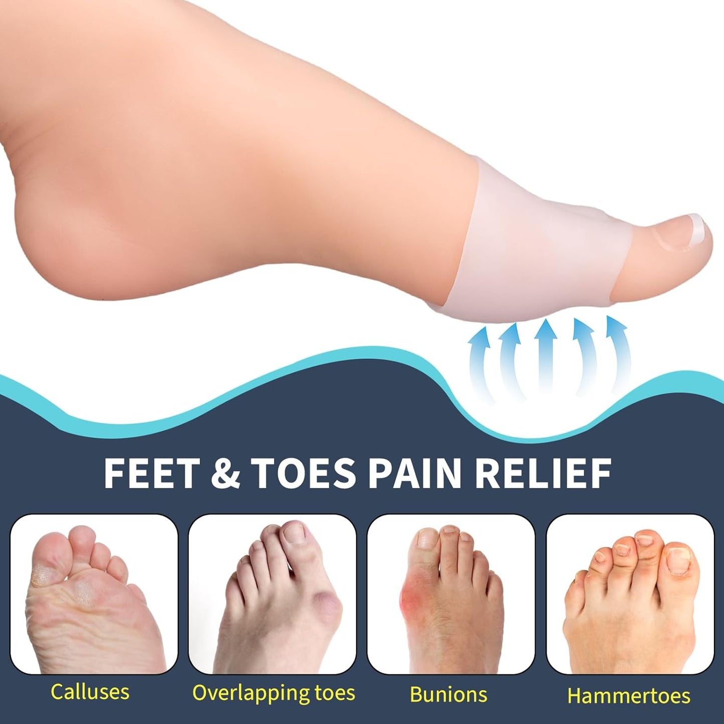 3 Pairs Toe Spacers, Soft and Breathable Gel Toe Separators, Toe Straightener for Hammer Toe, Bunions, Overlapping Toes, Diabetic Feet, Women Men Feet Pain Relief