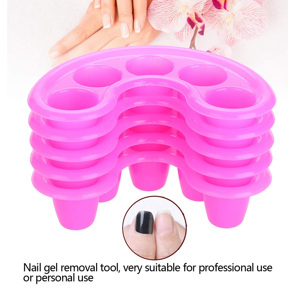 Nail Gel Removal Bowl 5pcs Nail UV Acrylic Gel Removal Bowl Five Holes Soak Off Finger Bowl Dishes Art Polishing Remover Manicure Spa Tool Nail Art Kit