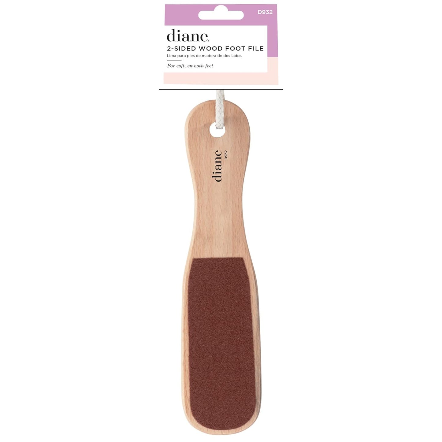 Diane 2-Sided Foot File – Smoother Feet and Callus Remover for Men and Women –Wood Handle – 10” x 2 3/8” – D932