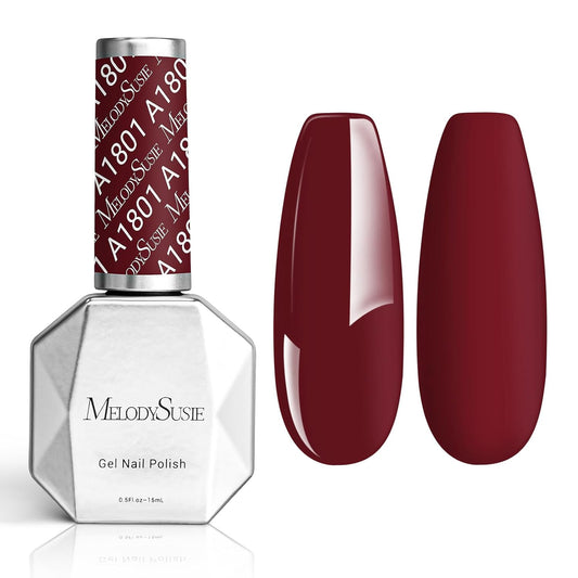 MelodySusie Thick Red Gel Nail Polish,0.5fl oz Soak Off UV LED Dark Red Gel Polish Christmas Gift for Women Nail Art Manicure Salon DIY Nail Design Decoration at Home-A1801