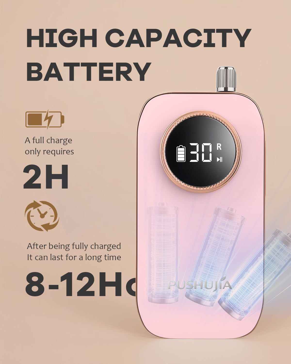45000 RPM Nail Drill - Brushless Cordless Efile LCD Display & Heat Reduction Tech for Acrylic Gel Nails (Pink)