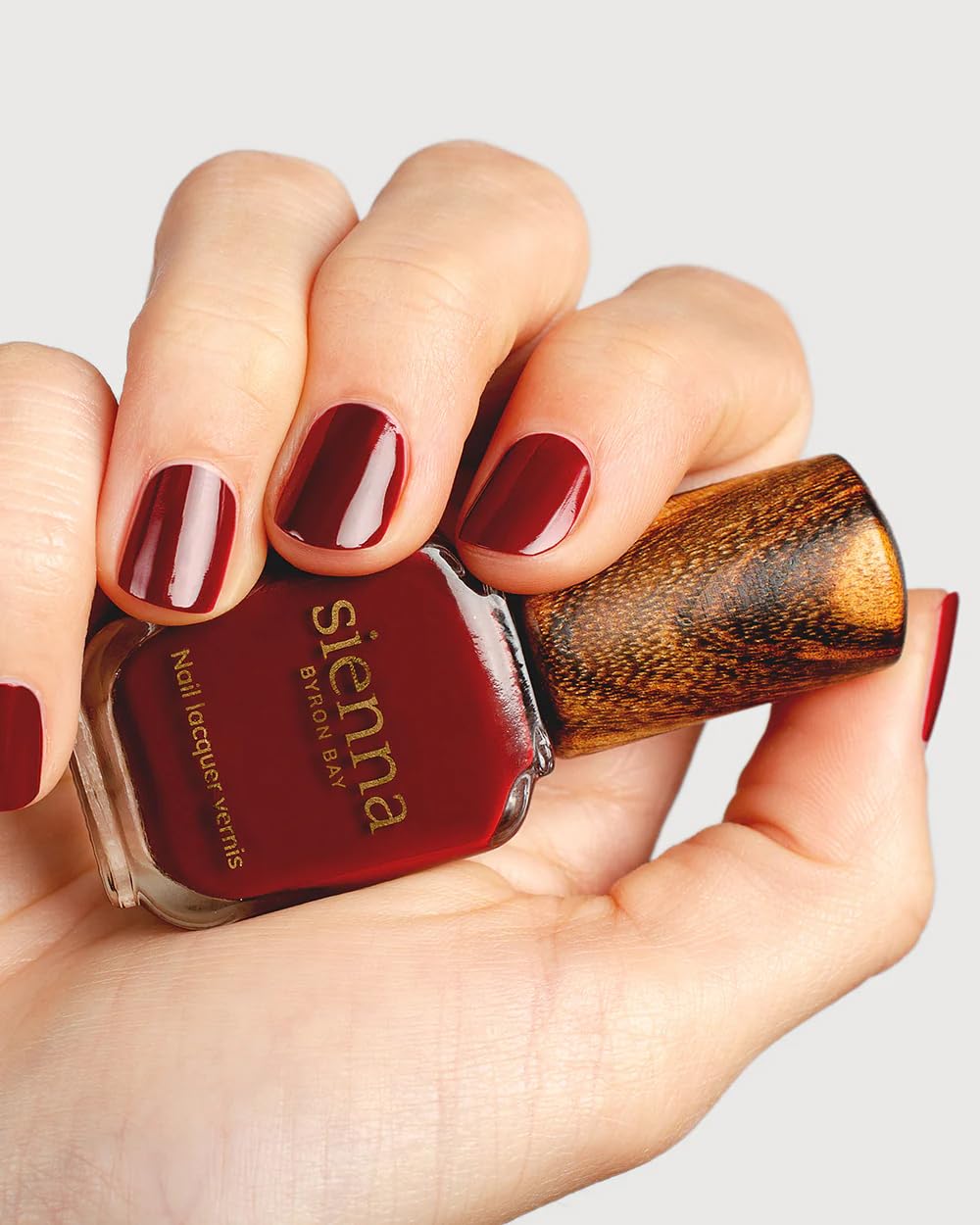 Sienna Byron Bay Sacred, Dark Red Natural Nail Polish, Long-Lasting, Vegan & Cruelty-Free, 10ml – .34 fl oz.