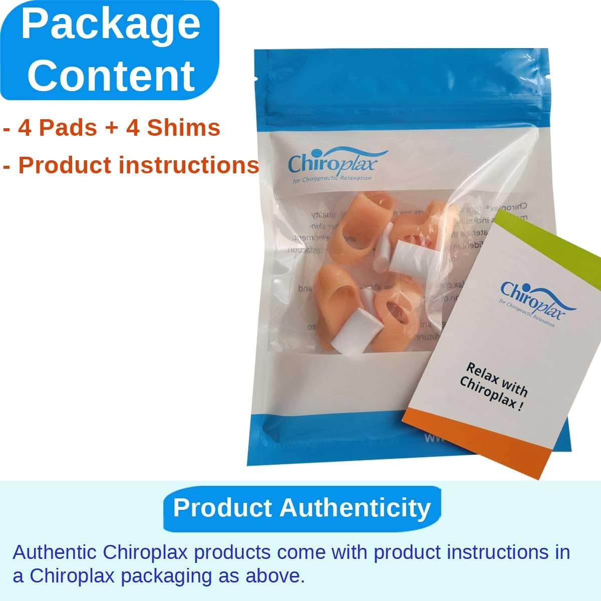 Chiroplax Tailor's Bunion Corrector Pads Bunionette Pain Relief Silicone Pinky Toe Straightener Separator Spacer Sleeve Cushion Splint Protector for Men & Women (4 Pads, Shims - Size Small)