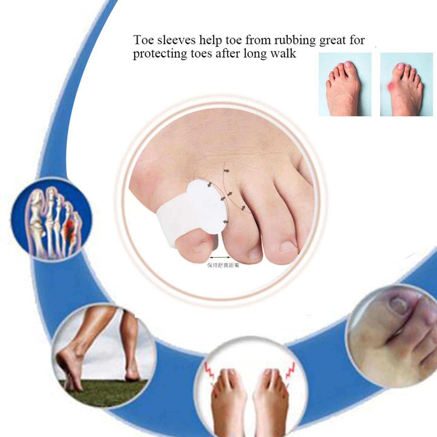 10 Pcs Pinky Toe Splint, Gel Toe Separators, Little Toe Straightener Hammer Toe for Men Women Walking, Running, Overlapping, Bunion Corrector and Bunion Relief