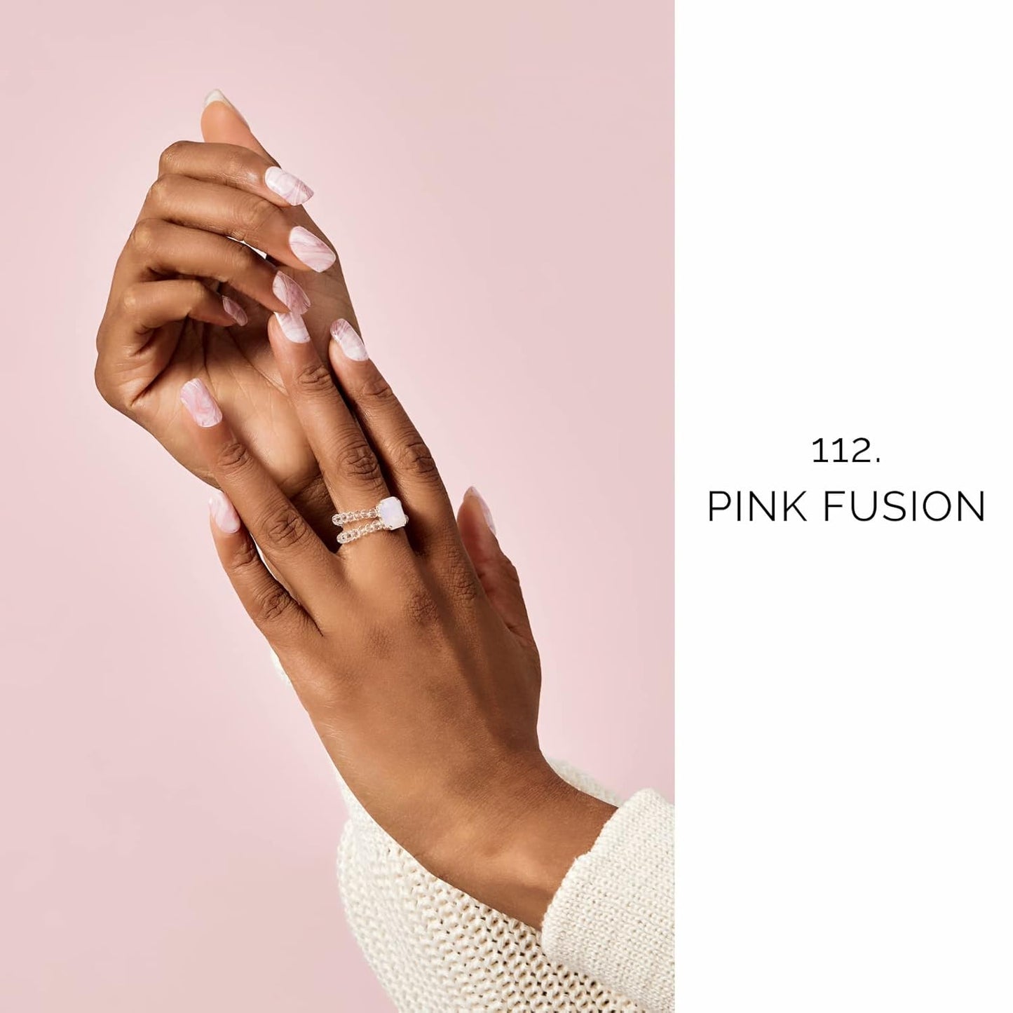 NAILOG Brand Pink Fusion Semi Cured Gel Nail Strips, 20Pcs Extra Long, Acrylic, Water Resistant, Glossy Finish, Custom Style, Irregular Shape, Unisex, Christmas