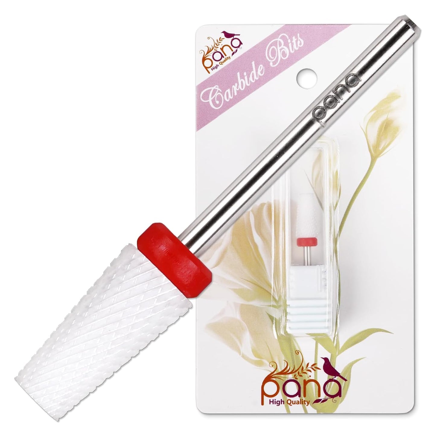 PANA Tapered Barrel Ceramic Bit 3/32" Shank Size - (Ceramic, Fine Grit) - Nail Drill Bit Removes Acrylic or Hard Gel from Nails for Manicure Pedicure Salon Professional or Beginner