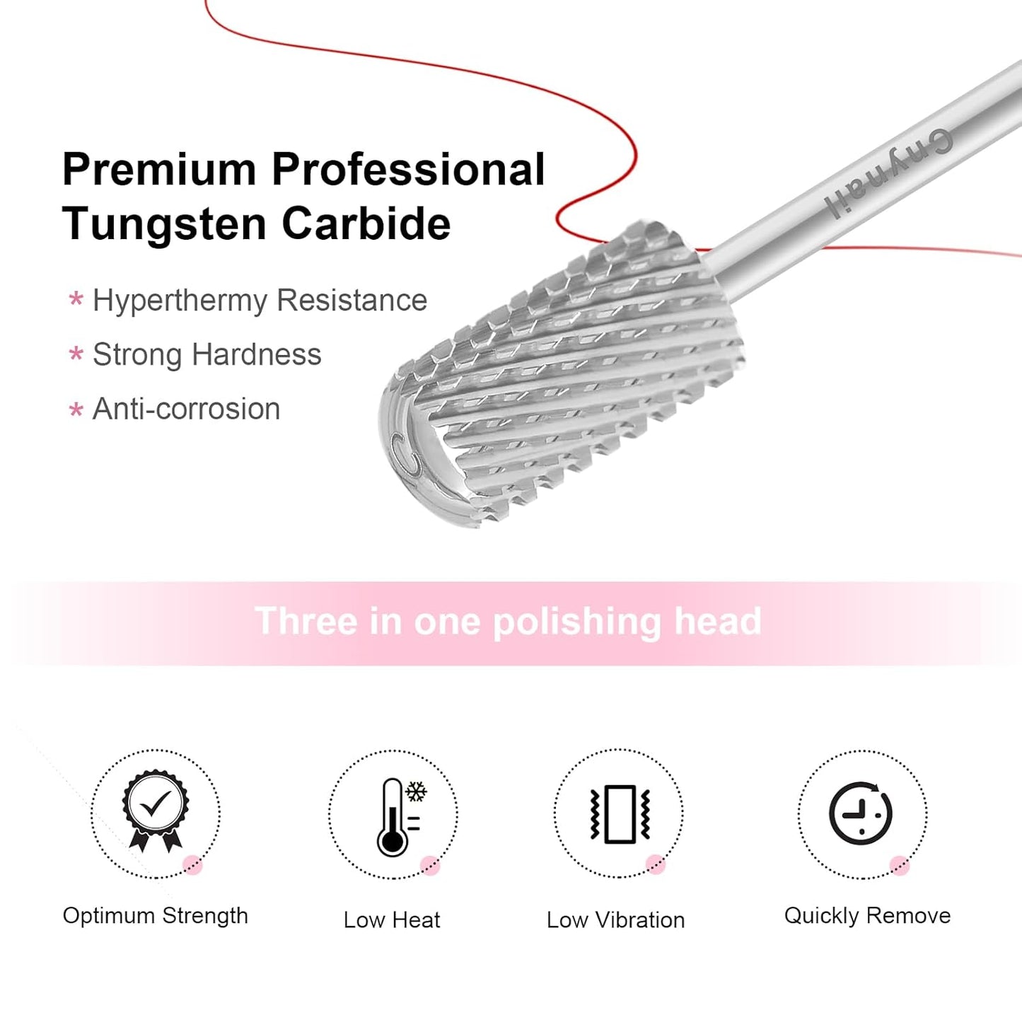 3/32" Large Barrel Smooth Round Top Tungsten Carbide Nail Drill Bit Safety Bit for Gel & Acrylic Removal, 2-Way Rotating Efile Tip, Salon Electric File Accessory (XC Grit, Silver)
