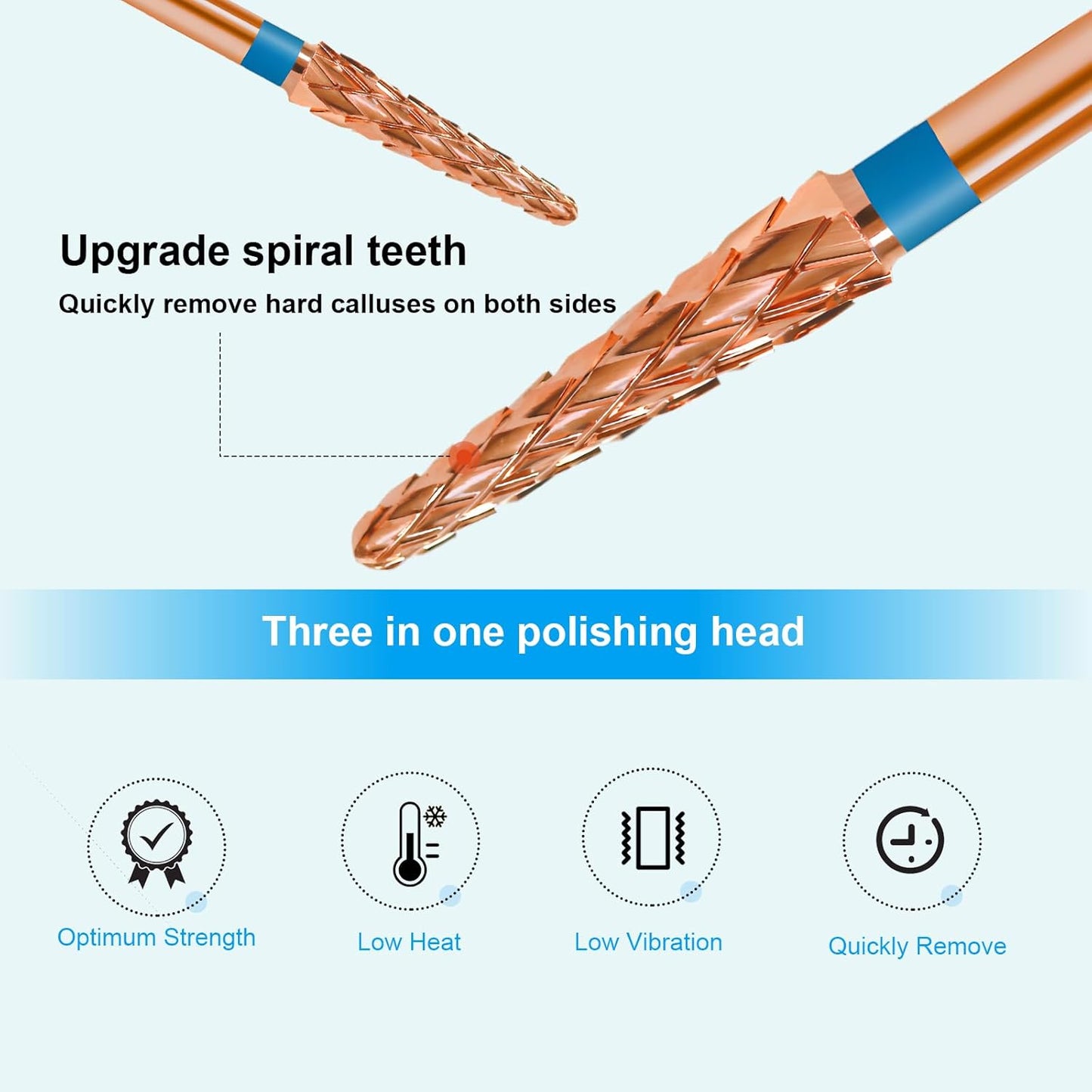 3/32" Small Cone Clean Medium Grit Carbide Cuticle Cleaner Bit for Electric Nail Drills – Professional Manicure Tool for Nail Salons and Home Use (M Grit. Rose Gold)