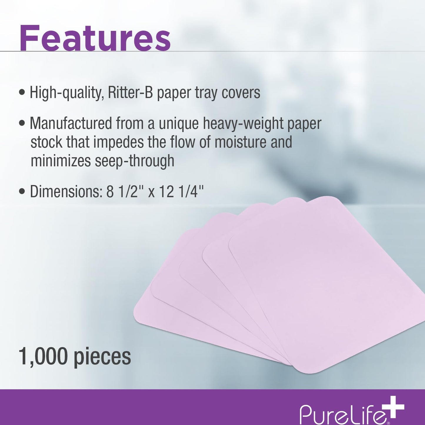 Disposable Tray Liners, Sanitary Covers for Size B Dental, Surgical, Medical Tray, Tattoo Table Station, Aesthetician Supplies, Single Use Paper Sheets 8.5" x 12.25", 1000 Pack (Blue)