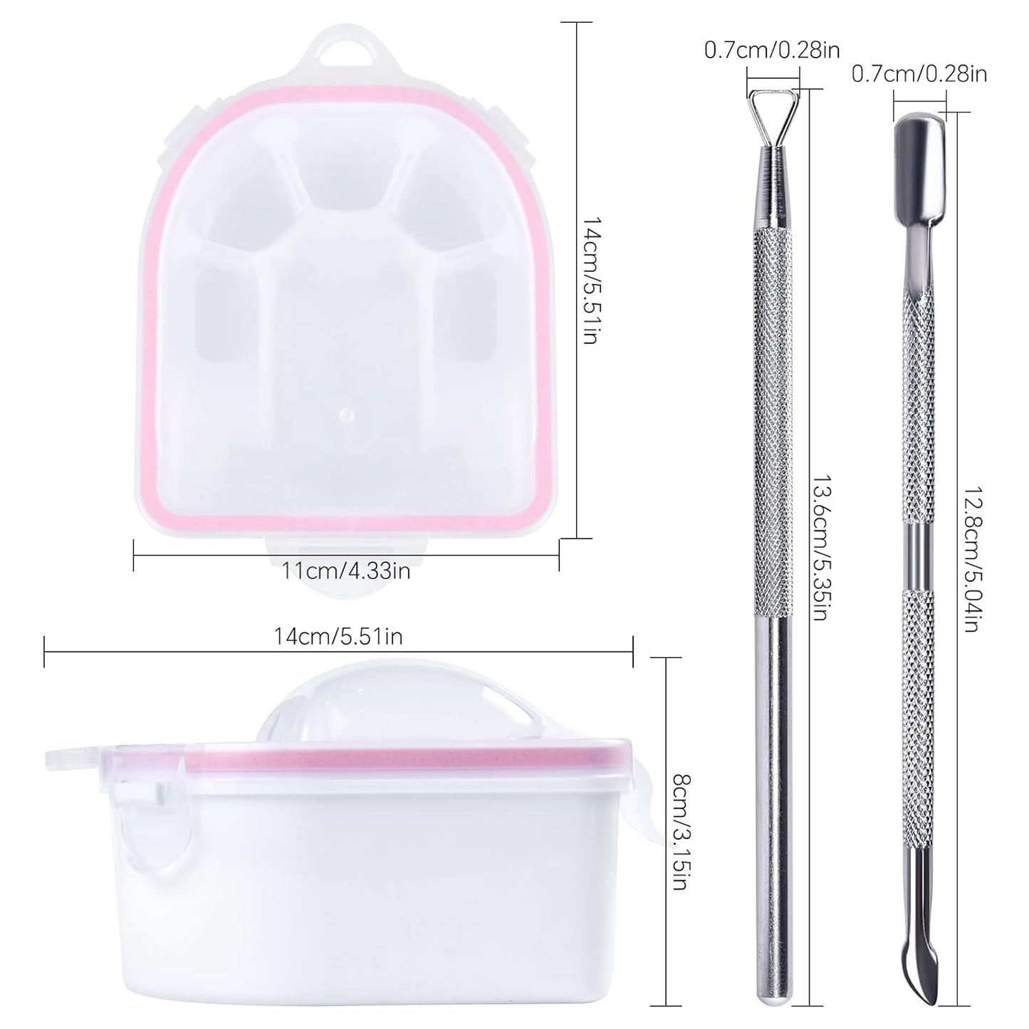 2 PCS Nail Soaking Bowl Nail Soak Off Bowl Acrylic Nail Remover Tool Acetone Nail Polish Remover Bowl Nail Soaker Tray Manicure Tool (4, blue pink)