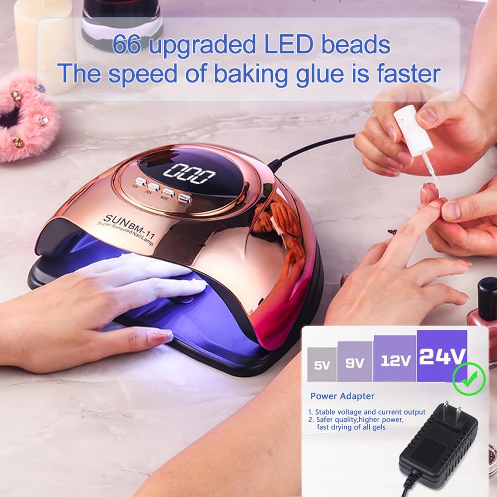 New 66 LED/UV Nail Dryer with Smart Sensor - 10s Quick Dry, 280W High Power, 4 Timers & LED Display, Hands-Free Auto On/Off for Gel/Polish/Lacquer (Home Salon Essential)