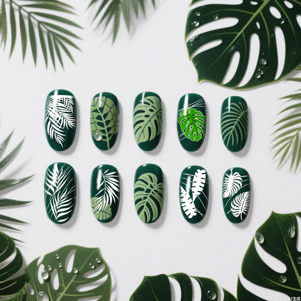 PH PandaHall 3pcs Leaf Nail Stamping Plates Geometric Leaves Nail Image Plates Plants Nails Art Stencils Monstera Nails Stamp Templates Nails Image Plates for Women Manicures Salon Design