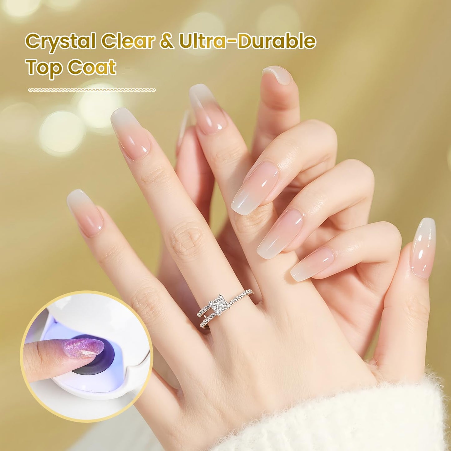 JODSONE Gel Top Coat - 16.5ml Clear Glass Top Coat Gel Nail Polish No Wipe, High Toughness, Wear-resistant and High Glass Varnish for Long Lasting,U V Light Needed