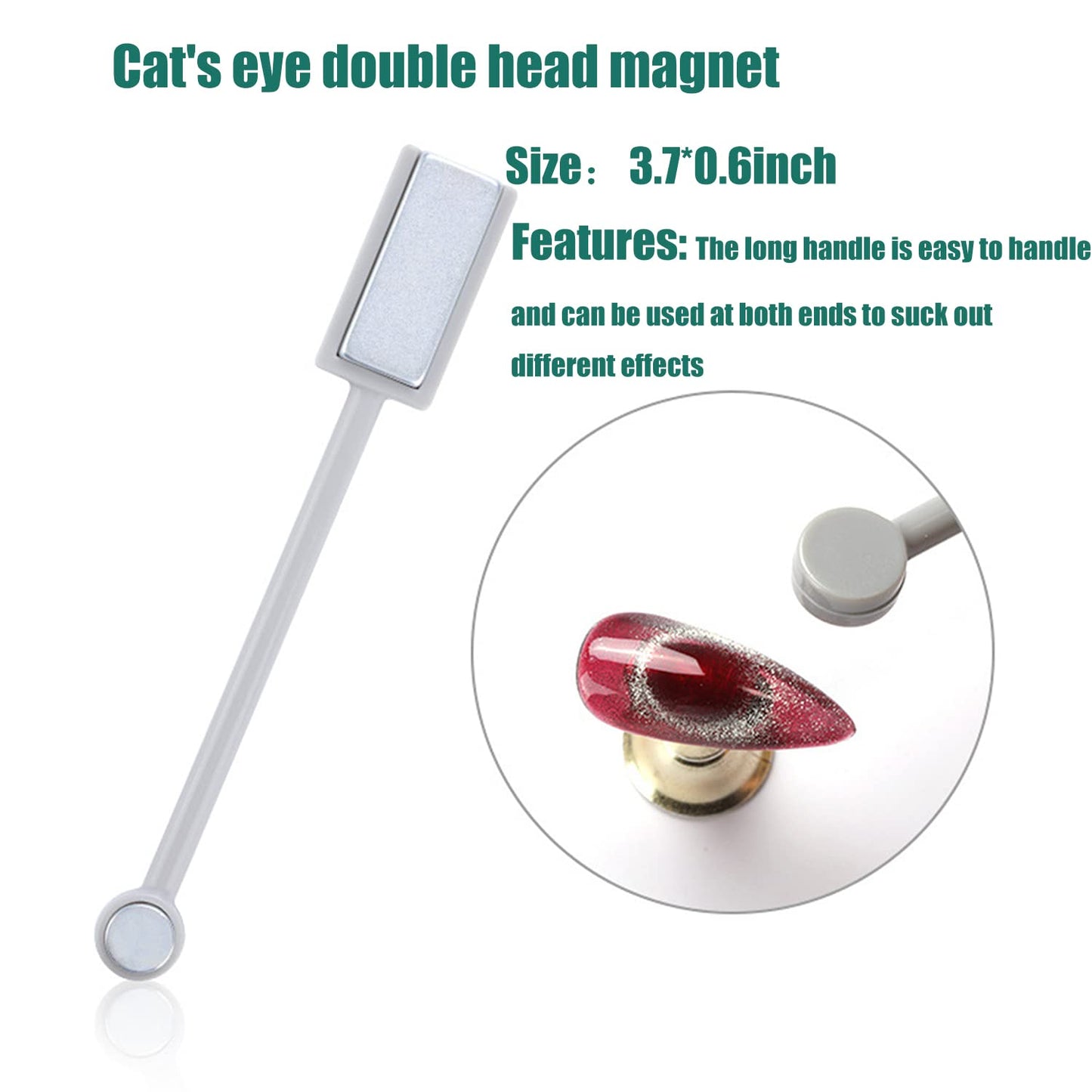 JERCLITY 5 Pieces Nail Magnet Stick Cat Eye Magnet Tool Double-Headed Nail Art Magnet Stick Set Magnet Wand Strong Magnet Stick for Home DIY, Salon, Studio
