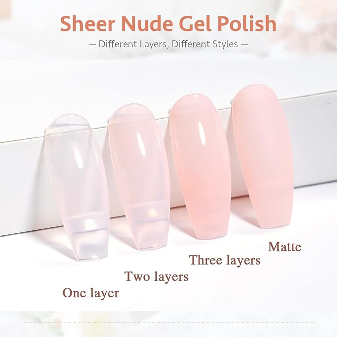 Milky Nude Rose Gel Nail Polish LED UV Gel Soak Off Clear Nude Pink French Manicure Jelly Nail Gel Polish Varnish Curing Requires 1pcs 15ml for Home Salon Nail Art DIY (XY37, SY05, XY56)