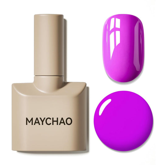 MAYCHAO 15ML Purple Gel Nail Polish 1Pc Bright Pink Purple Green Gel Polish Soak Off UV LED Nail Polish Nail Art Starter Manicure Salon DIY at Home, 0.5 OZ