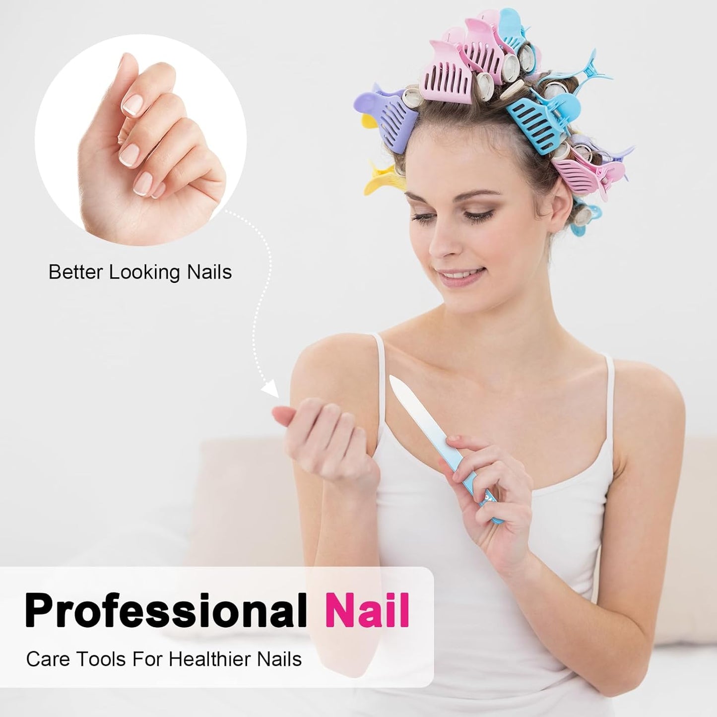 Nail File Glass for Natural Nails，3Pack Double Sided Crystal Nail Filer with Case,Professional Czech Glass Fil Etched Gentle Nail Care Stocking Stuffers for Women or Adults, Unique Gifts(Light Color)
