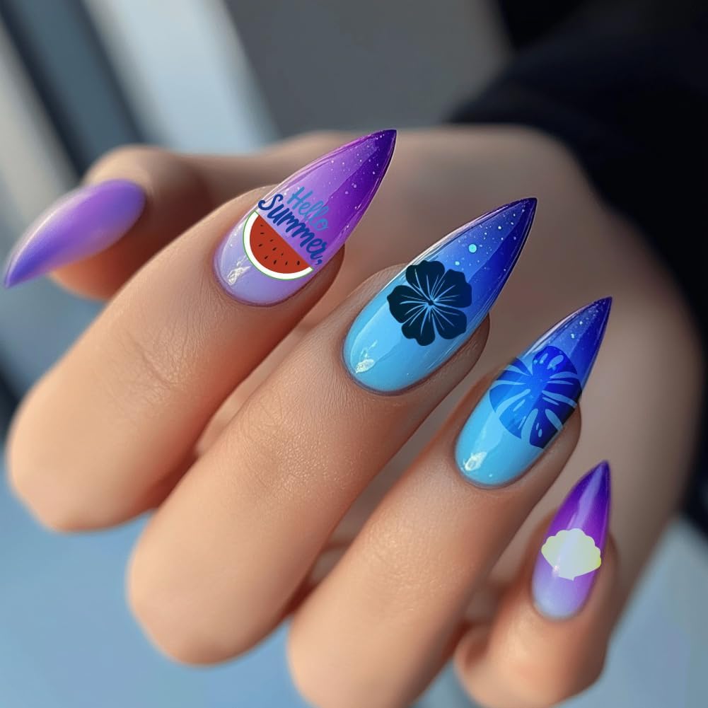 PH PandaHall Summer Nail Stamping Plate Kit, 6pcs Ocean Beach Templates Nail Art Stencils Stainless Steel Image Plates with Silicone Nail Stamper Scraper Tool for Women Manicures Salon Design