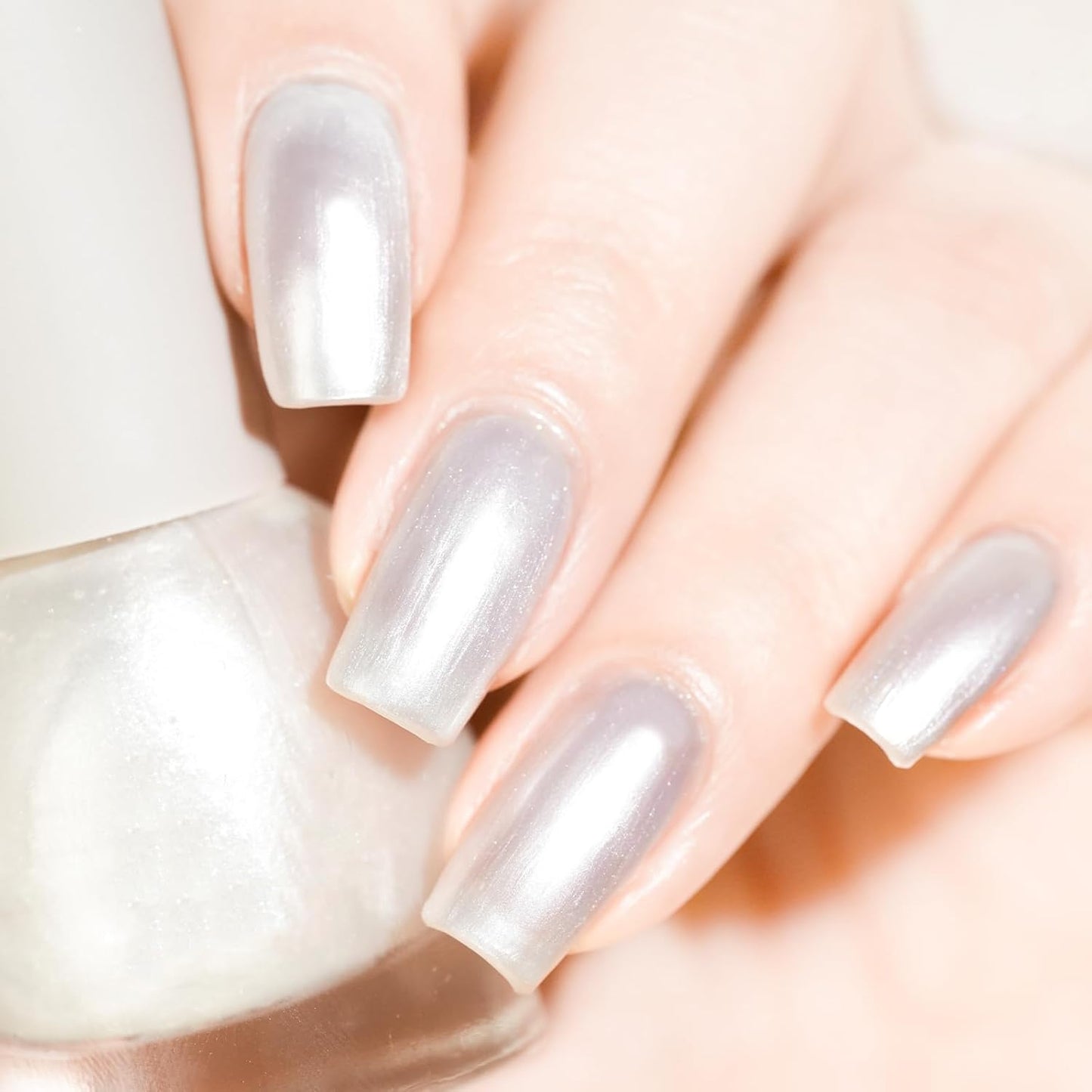 COSMOO Pearl Nail Polish, 10ml Quick Dry Nail Lacquer, Super Lustrous Nail Enamel Polish, Shimmer Iridescent Ultrachrome Art Varnish, 0.34 fl oz (Pearl)