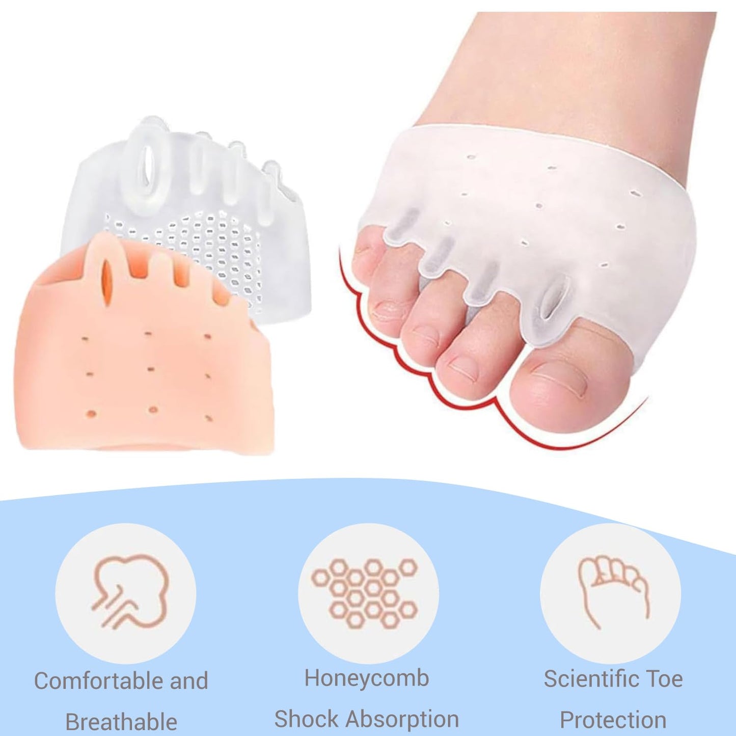 Silicone Toe Separators for Women & Men,Bunion Correctors,with Breathable Soft Gel Design, Universal Fit for Multiple Colors Available (4 Packs)