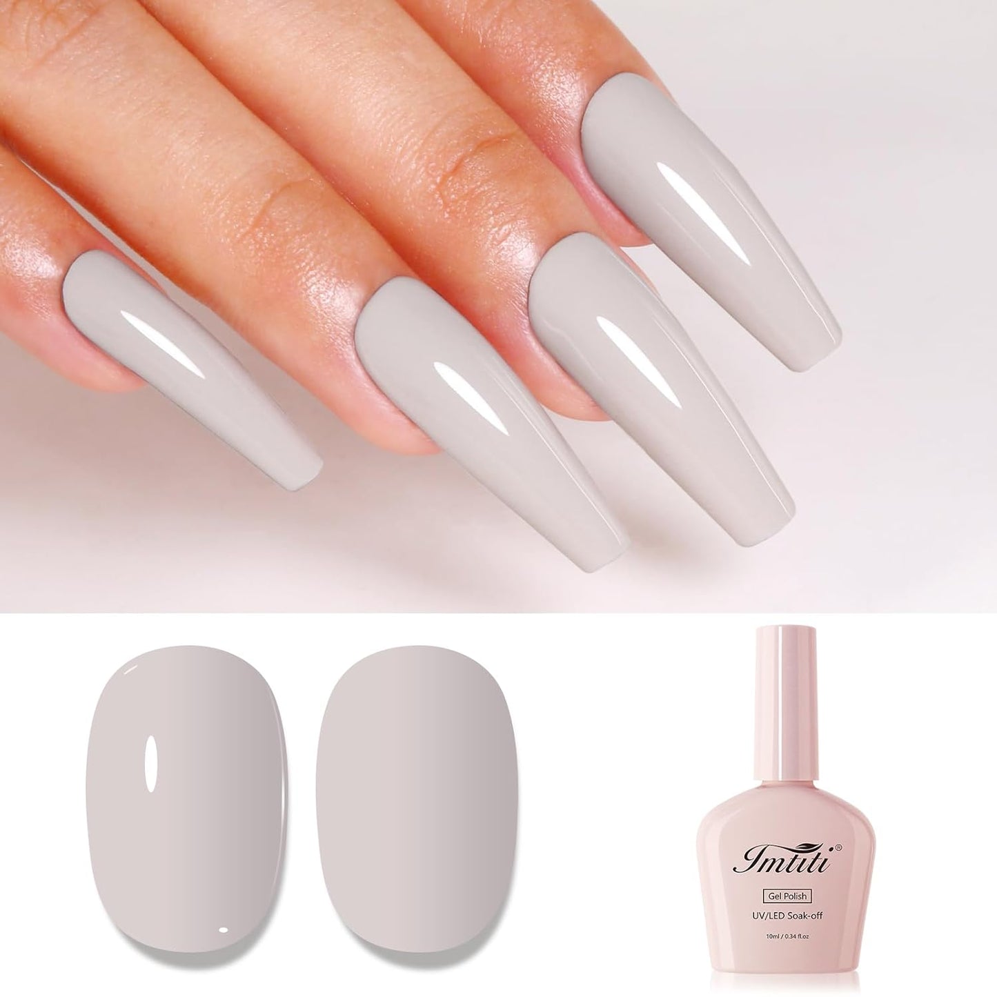 Imtiti Gray Gel Nail Polish, Cement Gray Gel Polish High Gloss Soak Off UV LED Autumn Winter Art Manicure Salon DIY Design 10ML