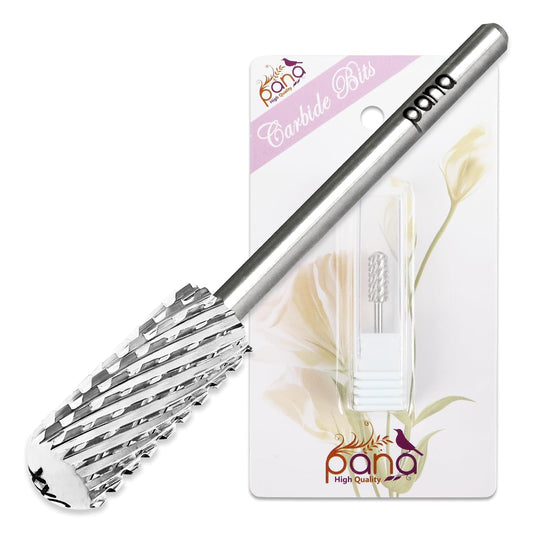 PANA 3/32" Small Smooth Round Top Safety Carbide Nail Drill Bit for Gel Polish & Acrylic Removal Nail Salon Manicure Pedicure Electric File Tools (Small Barrel - Silver, 2X Coarse)