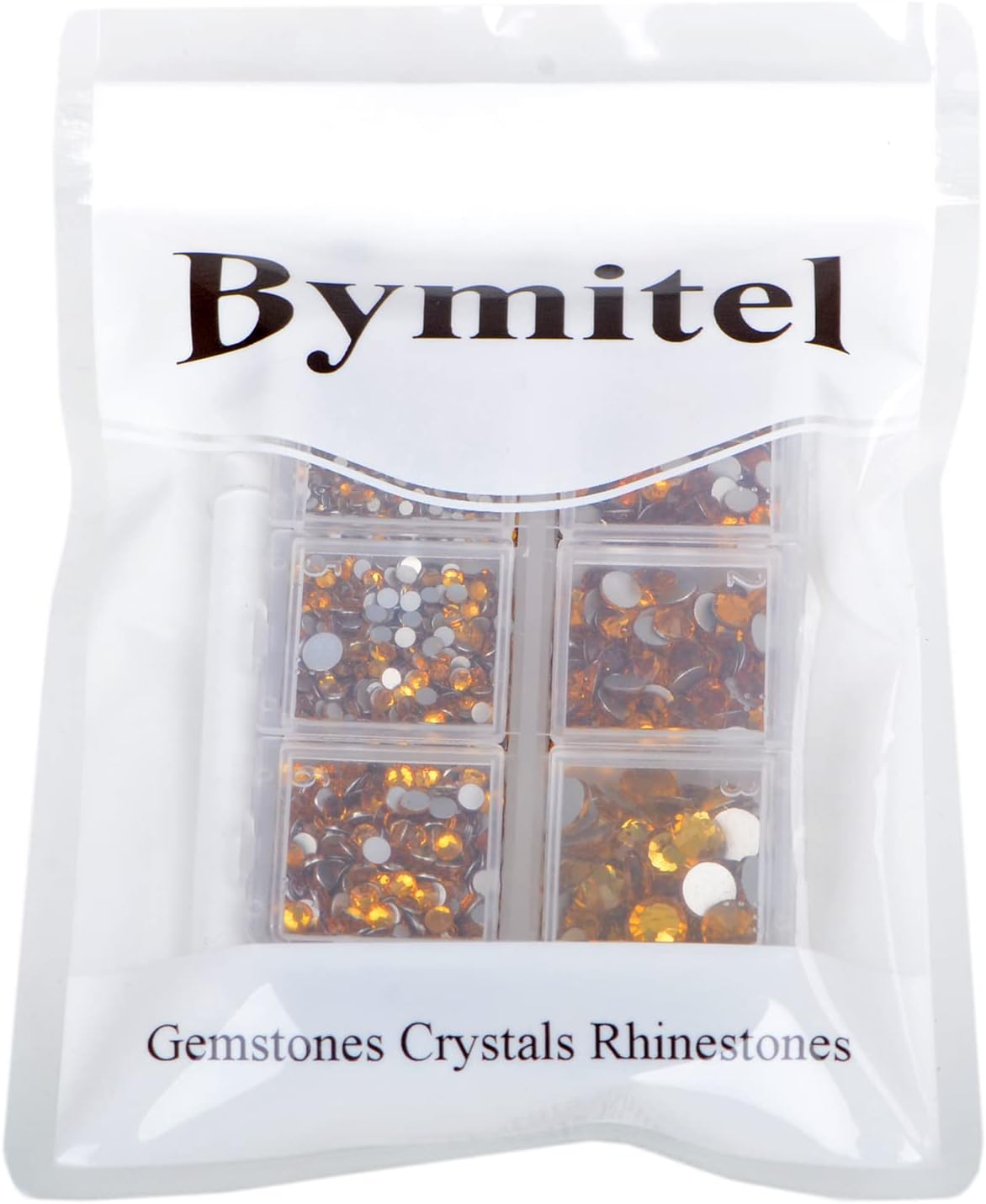 Bymitel 5000 Pieces 6 Mixed Sizes Glue Fix on Glass Rhinestones Round Crystal Gems Flatback for DIY Jewelry Making with one Picking Pen (6-Sizes 5000PCS, Topaz)