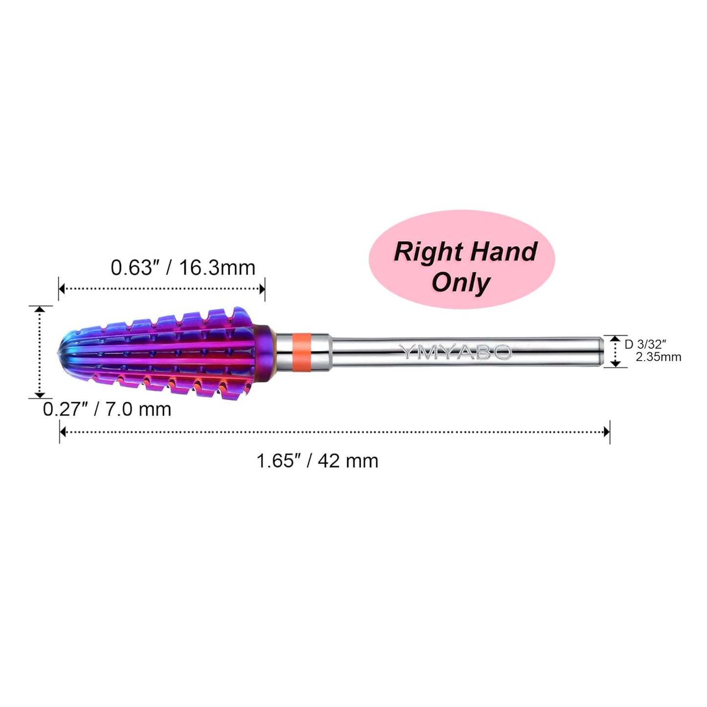 Nail Drill Bit,Professional 3/32" Purple Tornado Carbide Tungsten Multifunction Bits， Fast Remove for Hard Gel and Acrylic, Manicure Pedicure Cuticle Nail Polishing Tool-2XC