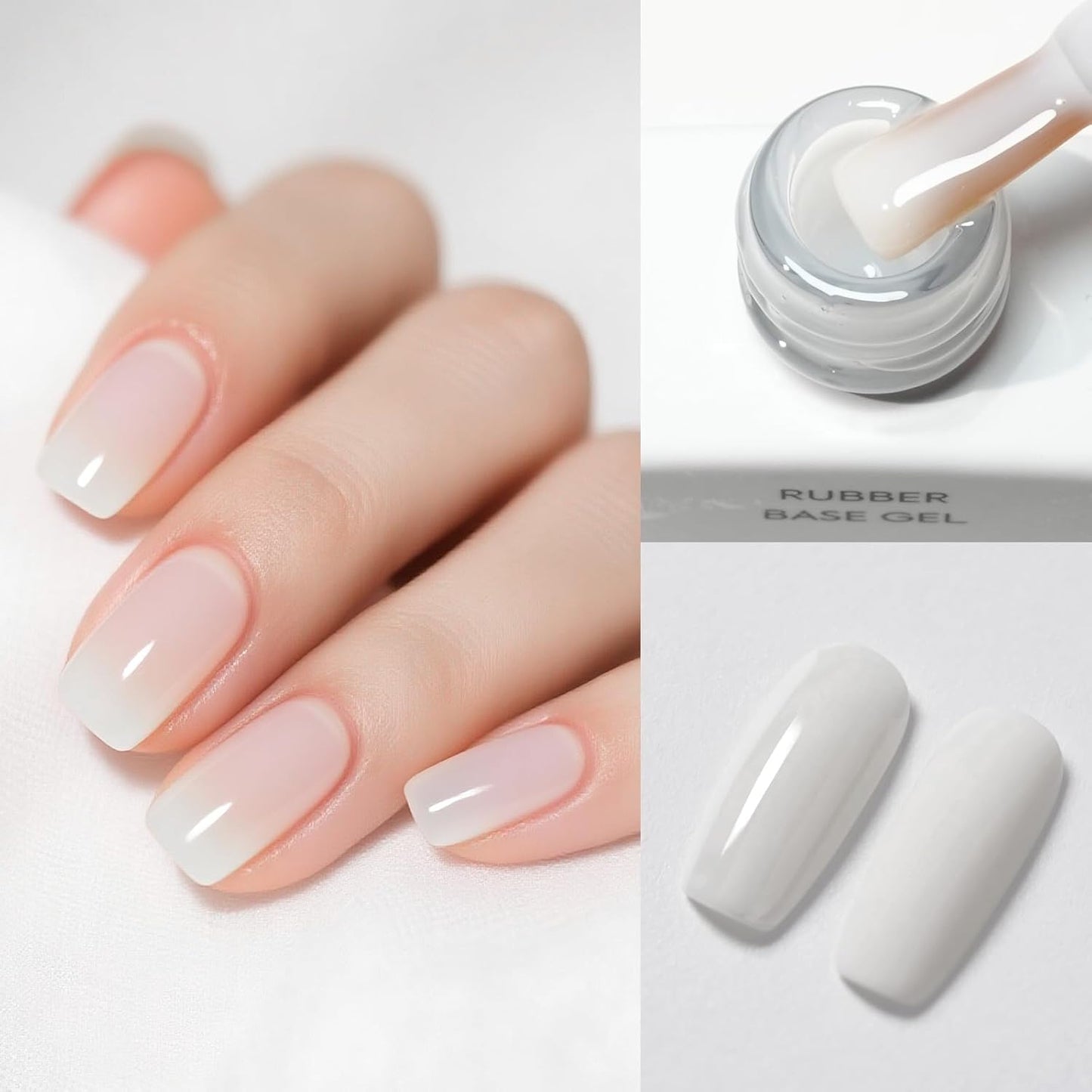 CANNI Rubber Base Gel - 9ml Clear Nail Strengthener Gel, Flexible Base Coat for Weak Nails, UV LED Soak Off Natural Look Manicure DIY Women