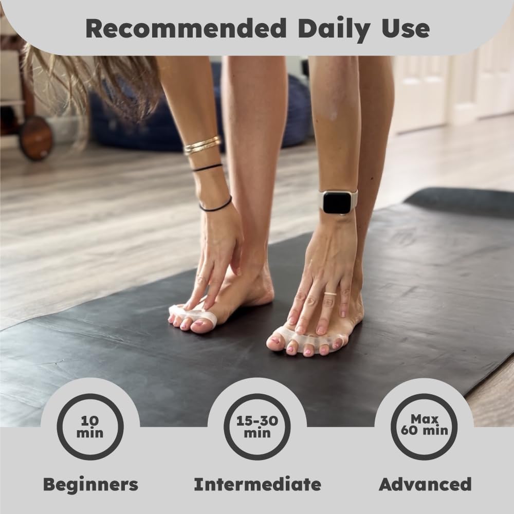 Natural Toe Spacers & Separators, Fast Pain Relief from Hammertoe & Bunions | Food Grade Silicone Toe Stretchers Used for Walking, Running & Yoga Practice | Medium