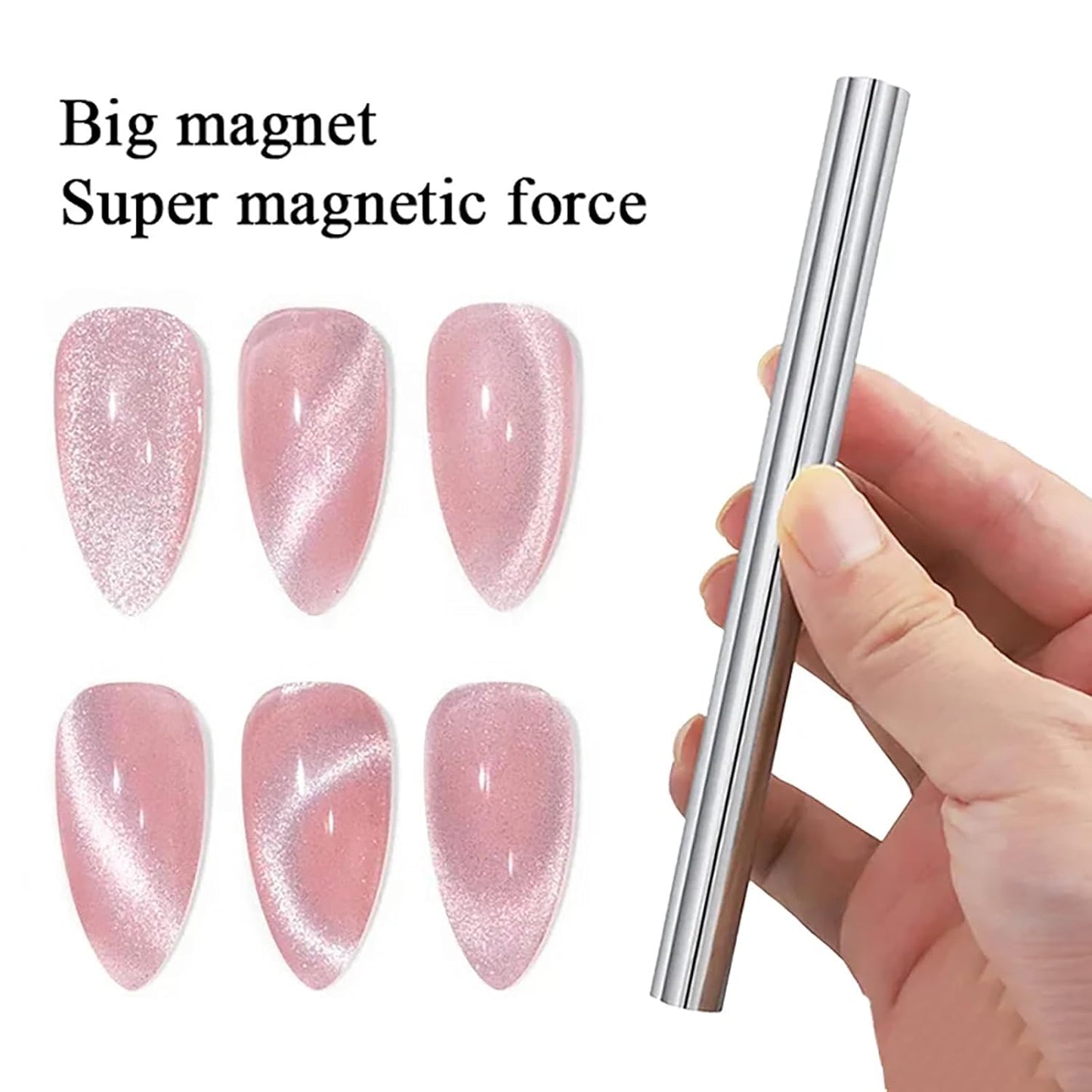 4 Pieces Extra Large Cylindrical Cat Eye Magnet for Nails Double-Head Magnetic Gel Polish Stick Multi-Function Nail Magnet Strong Magic Cat Eye Manicure Design Tool
