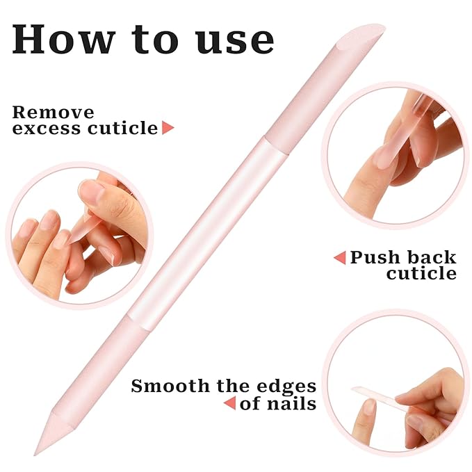 Glass Cuticle Pusher Set of 2 Manicure Sticks for Nails Cuticle Remover Cuticle Trimmer Crystal Glass Nail Tools Double Headed Nail Cuticle Stick Pusher