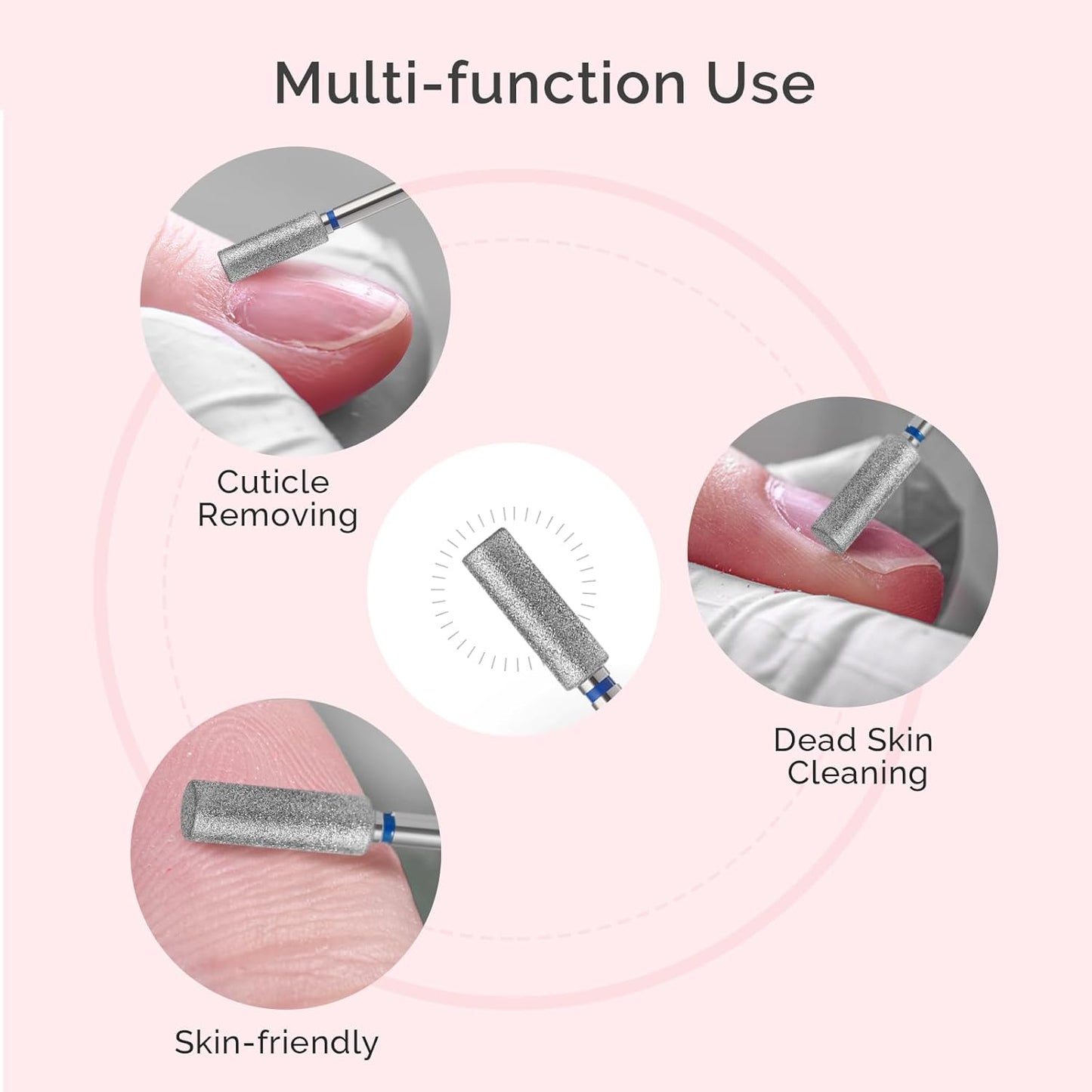 MelodySusie 4mm Barrel Shape Cuticle Clean Nail Drill Bit 3/32'', Professional Safety Carbide Diamond Under Nail Cleaner for Cuticle Dead Skin Nail Prepare, Beginners Bits, Series Bit-S, Medium