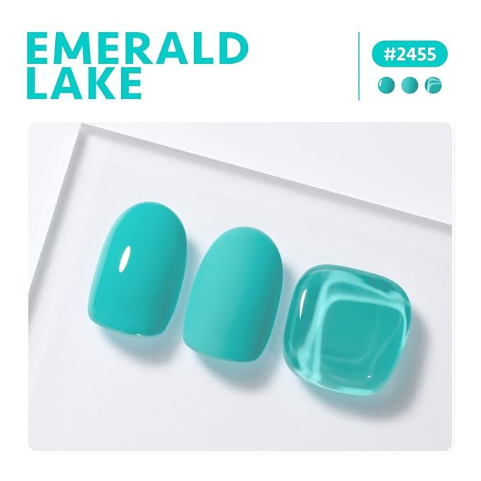 GAOY Blue Gel Nail Polish, 16ml Soak Off Gel Polish, UV Light Cure for Nail Art DIY Manicure at Home, 2455 Emerald Lake