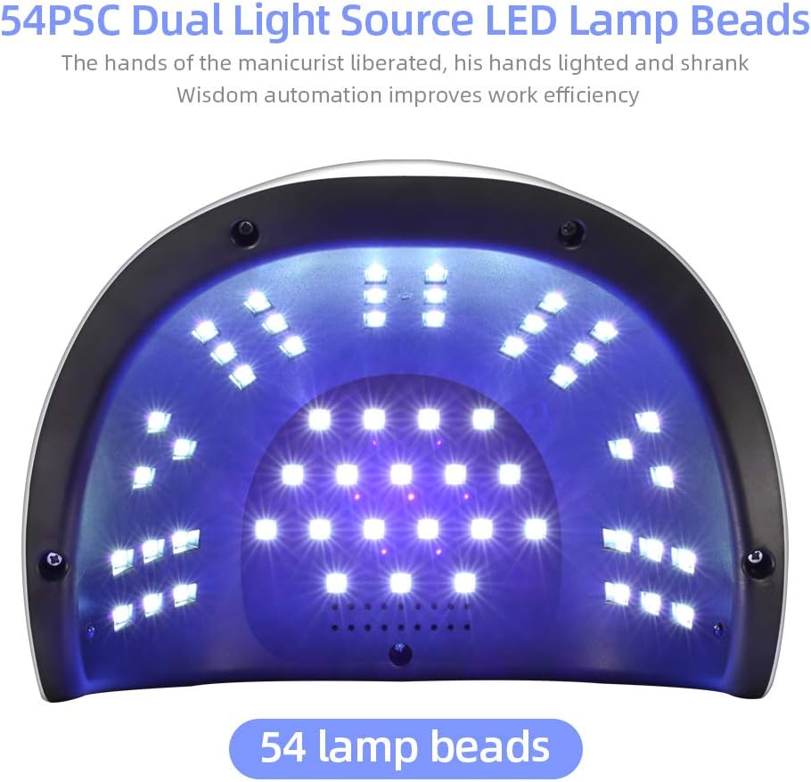 JODSONE 120W U V LED Nail Lamp for Two Hand, Led Light for Gel with 54 Pcs Light Bead, Quick Curing Gel Polish, Nail Dryer Suitable Salon and Home Use, Black
