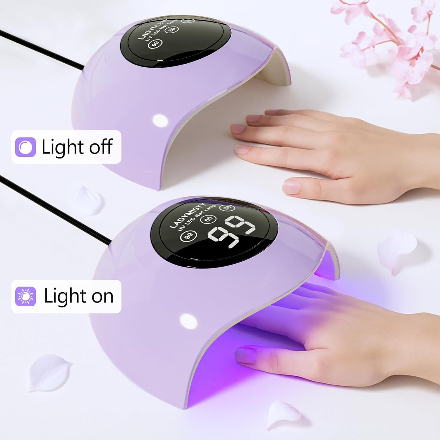 72W UV LED Nail Lamp Light Dryer for Nails Gel Polish with 18 Beads 3 Timer Setting & LCD Touch Display Screen, Auto Sensor, Professional Nails, Purple