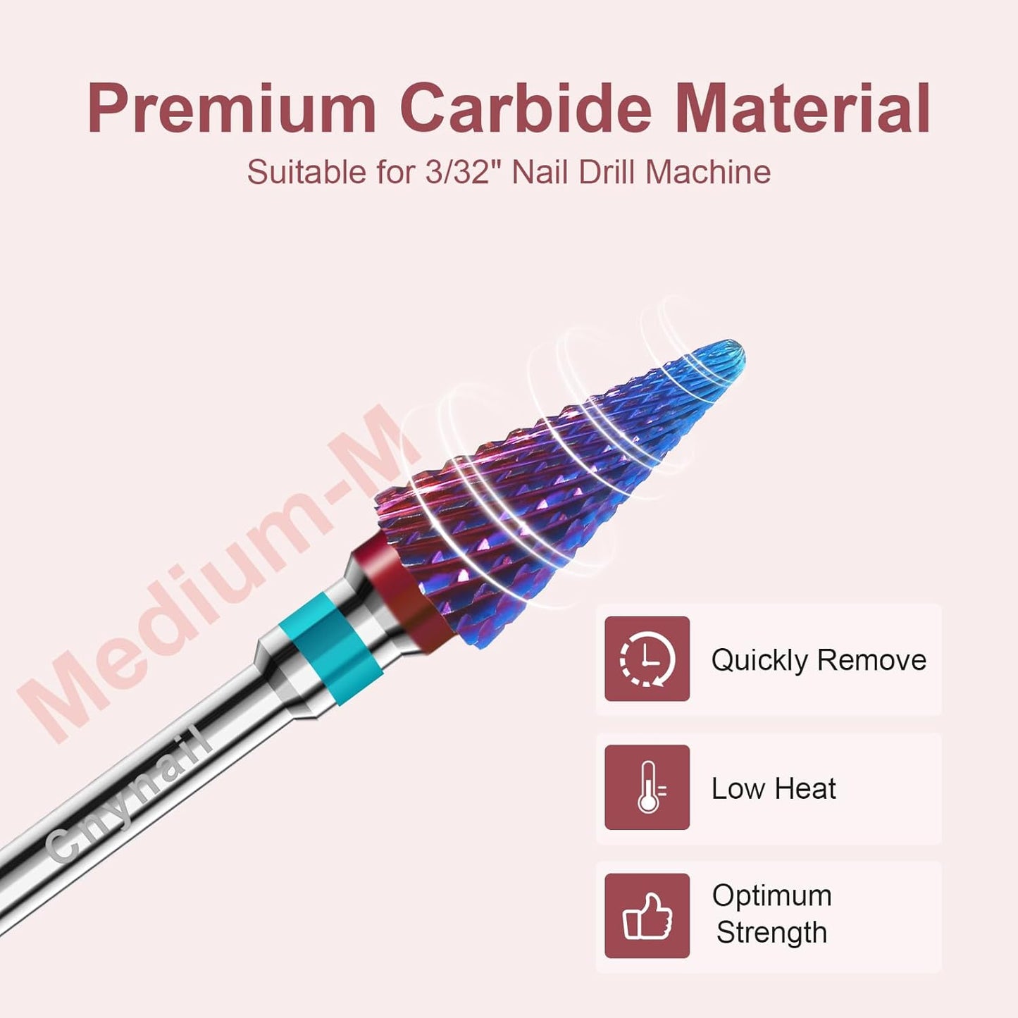 3/32" 2PCS Clean Umberllas Bits Medium Grit Carbide Cuticle Cleaner Bit for Electric Nail Drills – Professional Manicure Tool for Nail Salons and Home Use (M Grit. Purple)