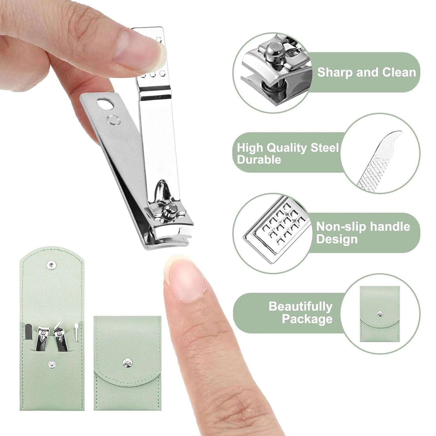 20 Sets Manicure Set Bulk, Nail Clippers Kit Stainless Steel Fingernail Clippers Set, Sturdy Nail Tip Cutter Trimmers Professional Grooming Toenail Clippers Personal Pedicure Kits Gift (Green 4 in 1)