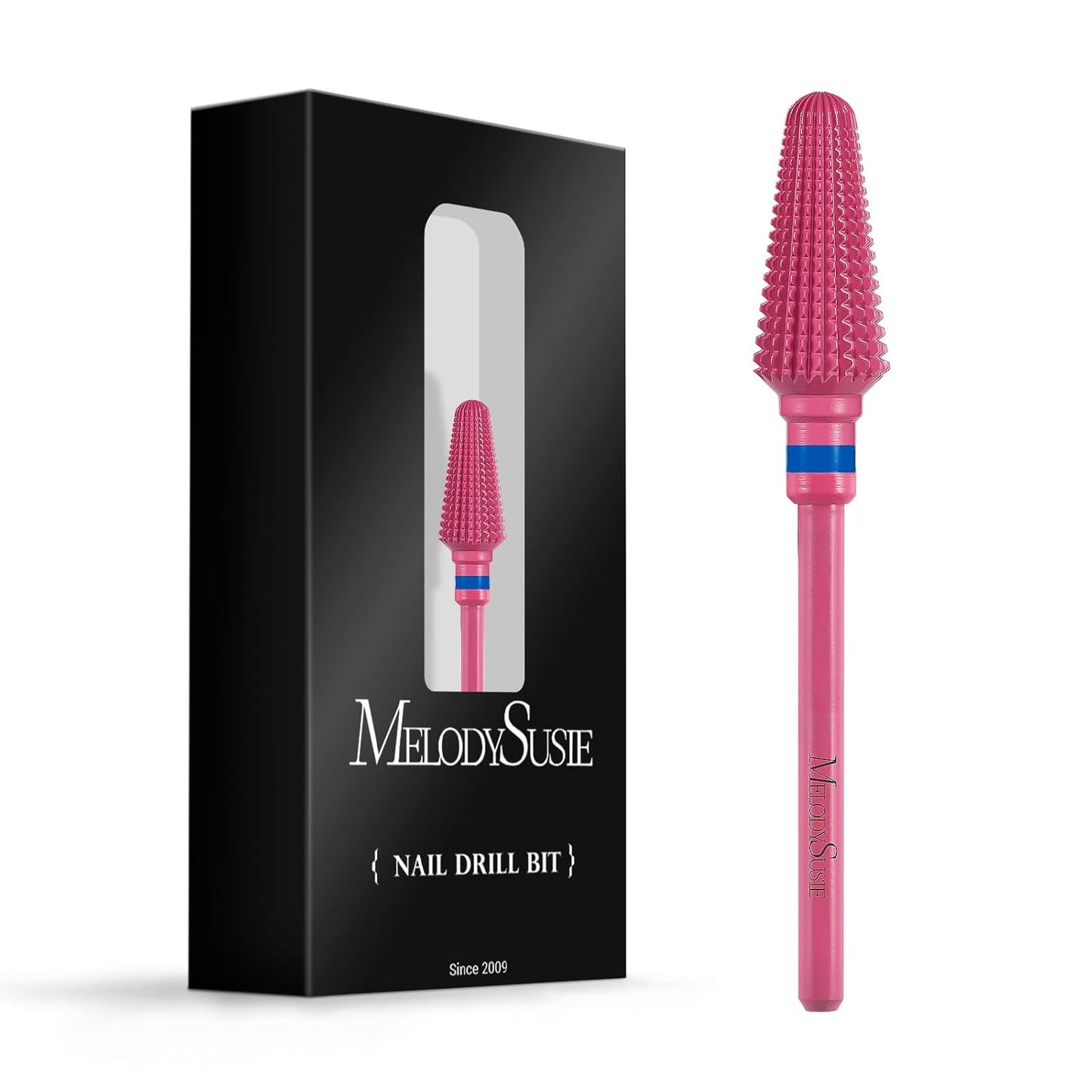 MelodySusie Professional Tornado Nail Drill Bits, 3/32'' Carbide Tungsten Multi-function Bits, Suitable for Manicure Pedicure Cuticle Gel Polishing, Salon Bits, Pink Blossom, Series Bit-X, Medium