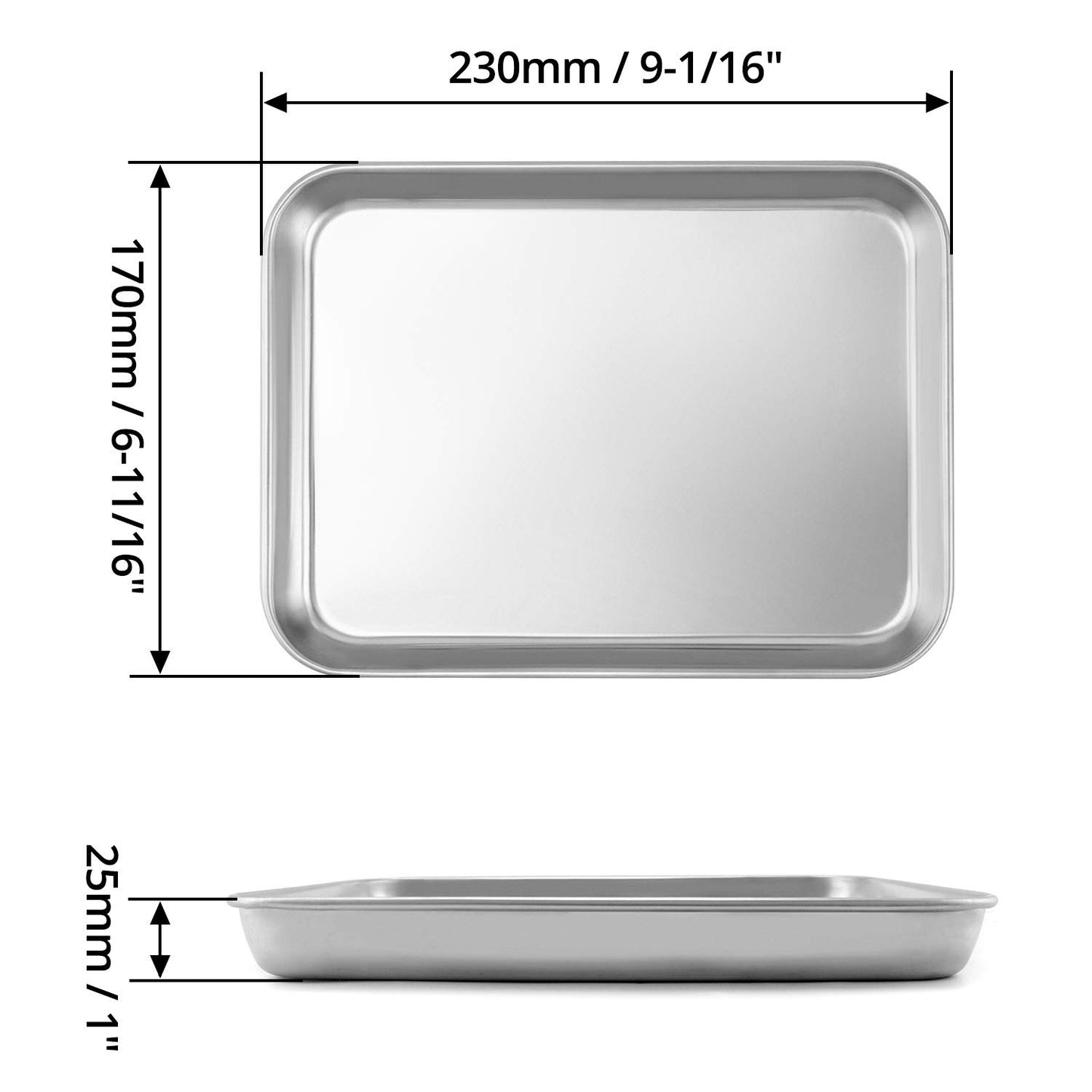 QWORK Stainless Steel Surgical Tray, for Medical Instruments, Tattoo, Surgical Supplies, 10 5/8" x 6 11/16" x 1", Flat Bottom Tray