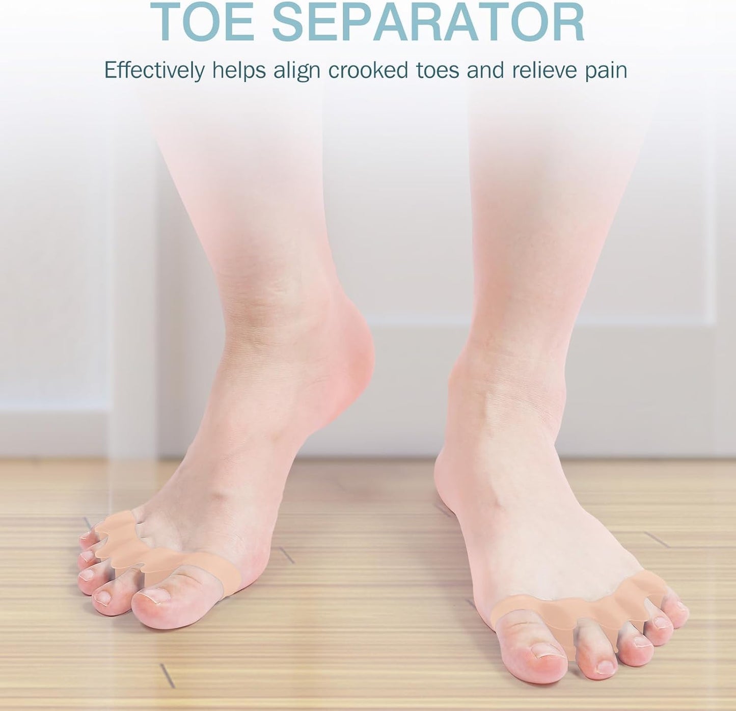 2PCS Silicone Toe Spacers for Women & Men - Toe Separators for Bunion Relief, Hammer Toe, Plantar Fasciitis & Pedicures | Includes Metatarsal Pad & Therapeutic Yoga Cushion for Foot Pain(Beige)