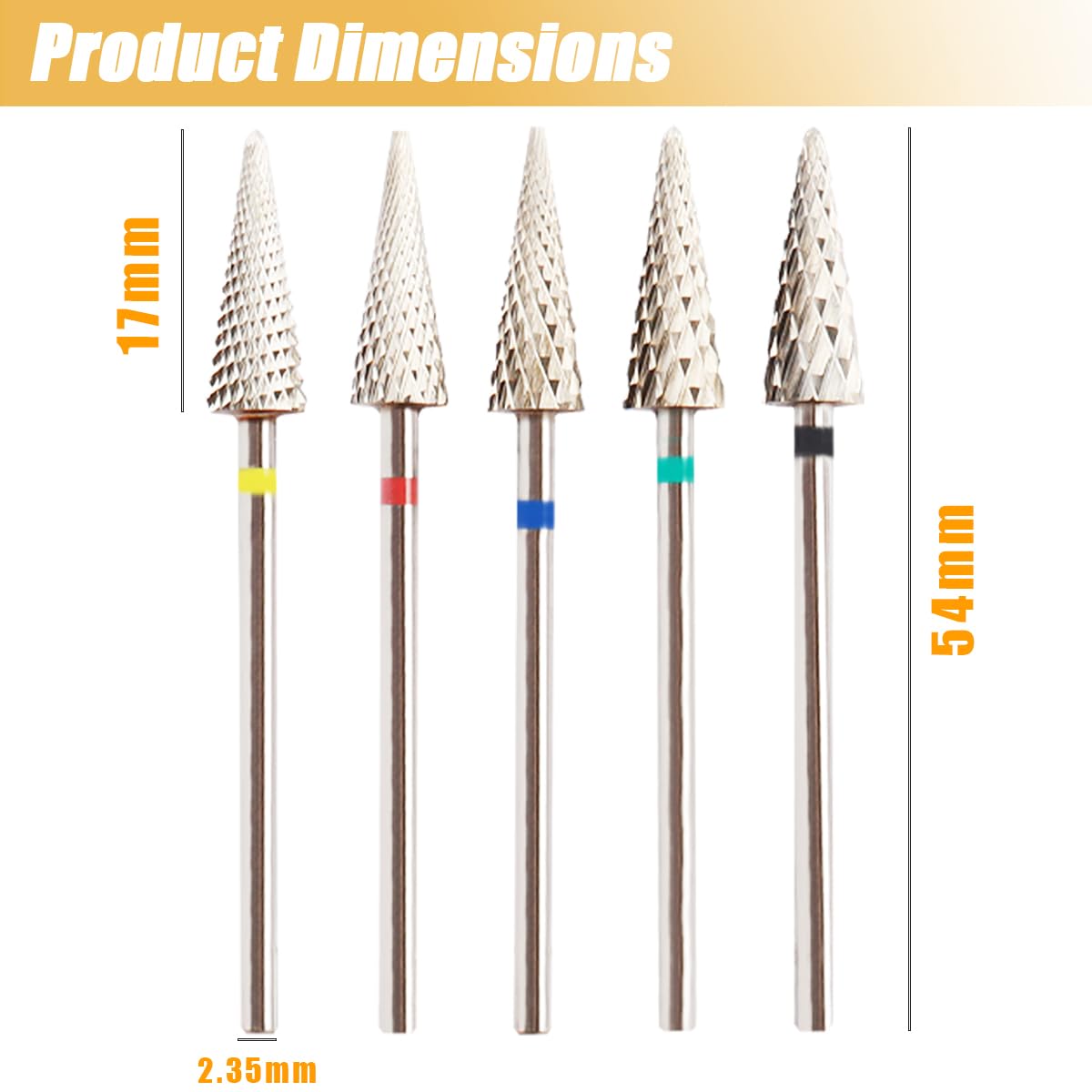5Pcs Tungsten Carbide Nail Drill Bits Set, 3/32" Shank Fine Drill Bit for Acrylic Nails, XC, C, M, F, XF, 5 in 1 Drill Bits for Nail Care, Gel Removal, Cuticle Polishing